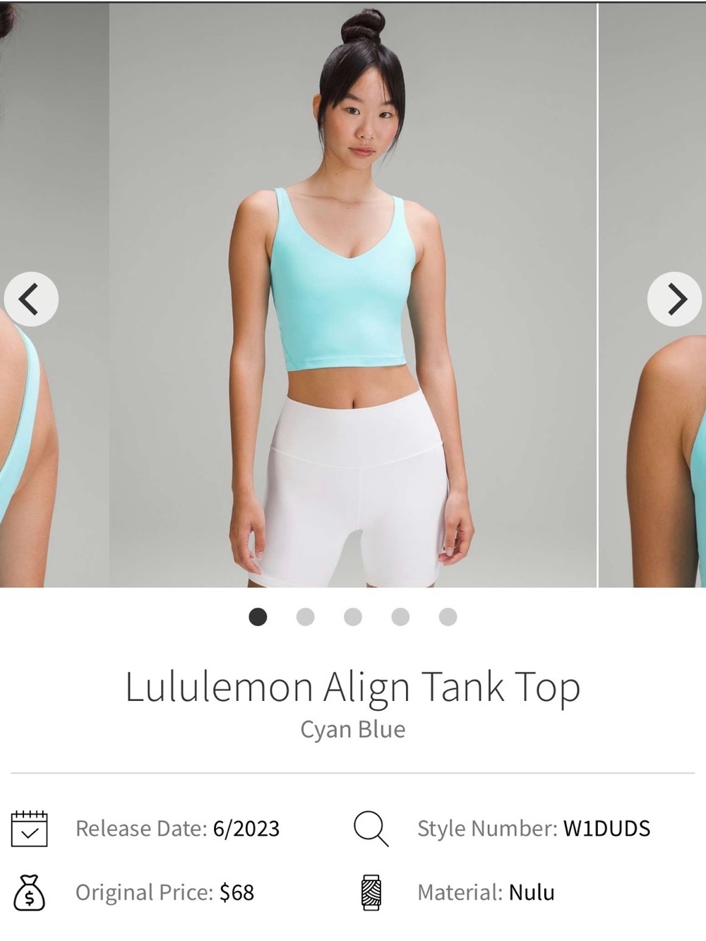 lululemon athletica Cyan Blue V-Neck Crop Tank